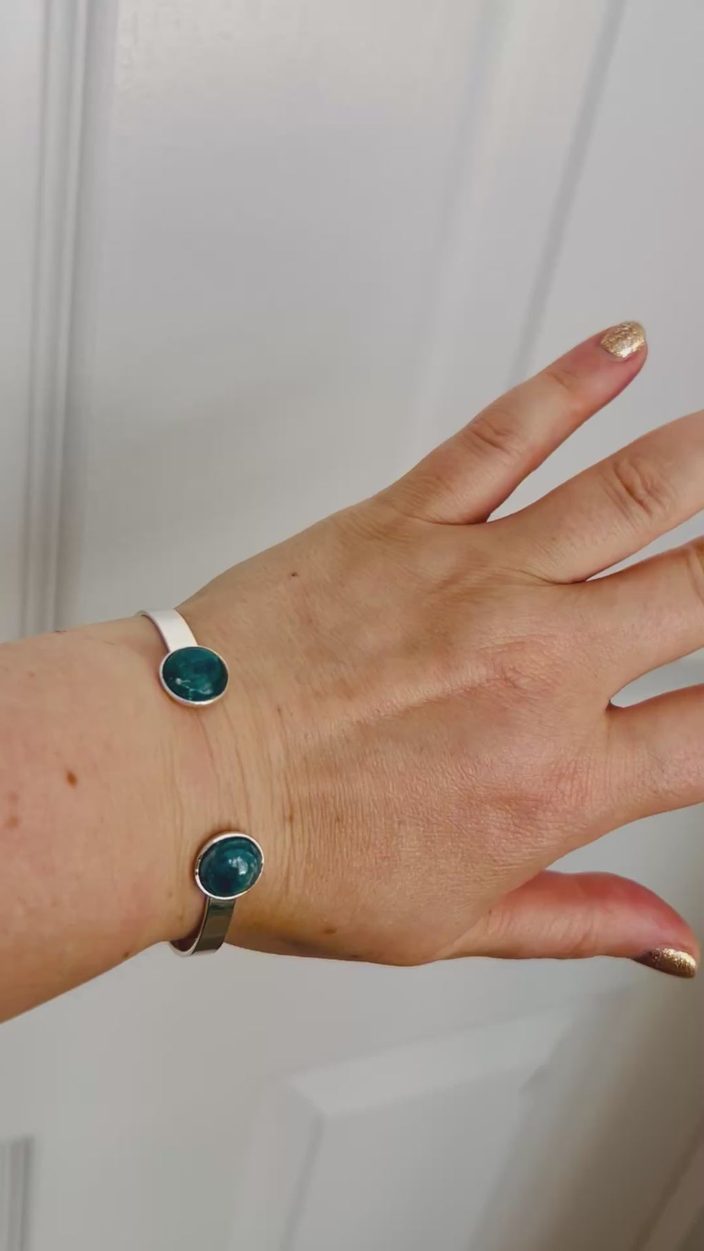 Apatite Silver Plated Bangle