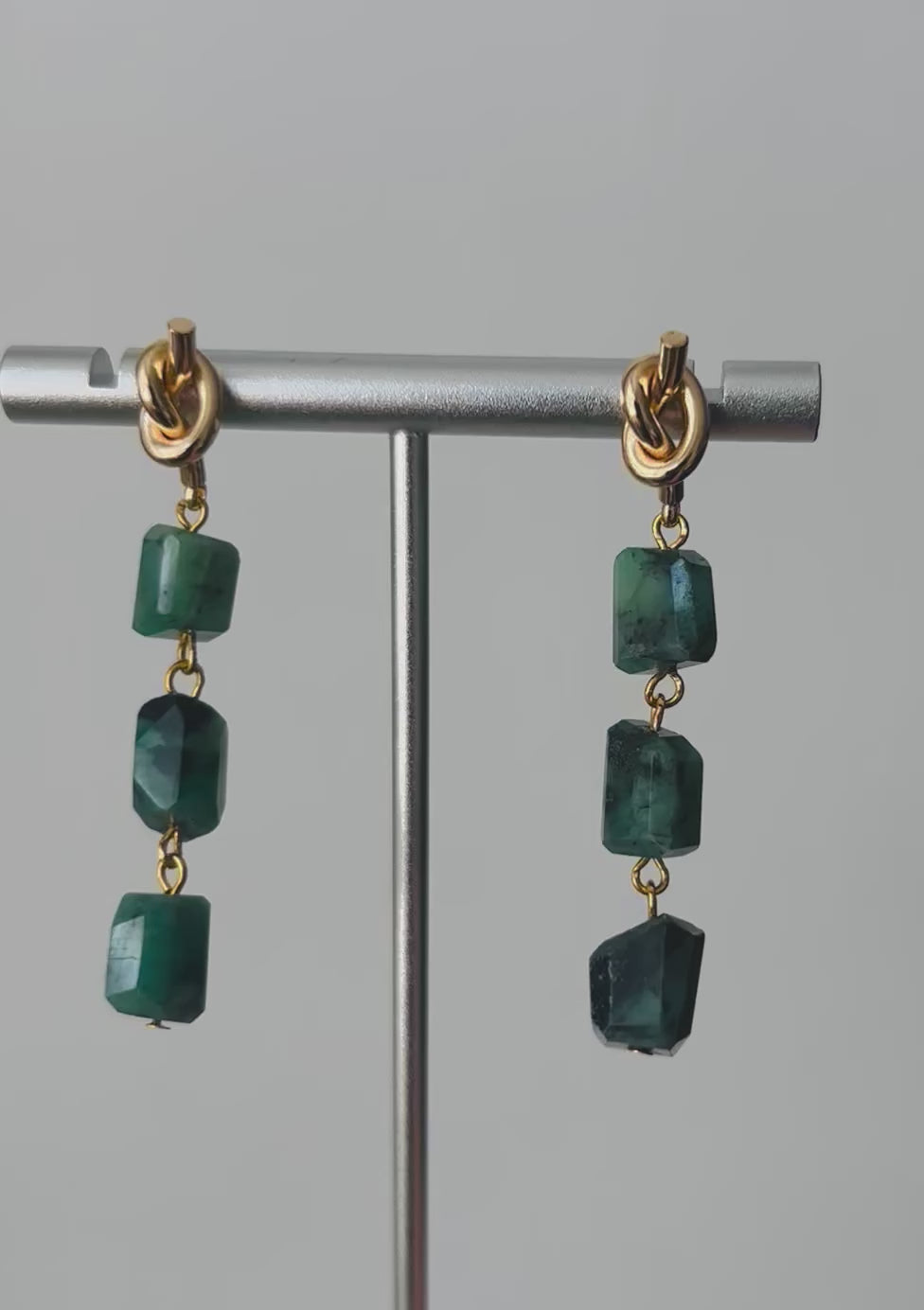Emerald 3-Drop Earrings