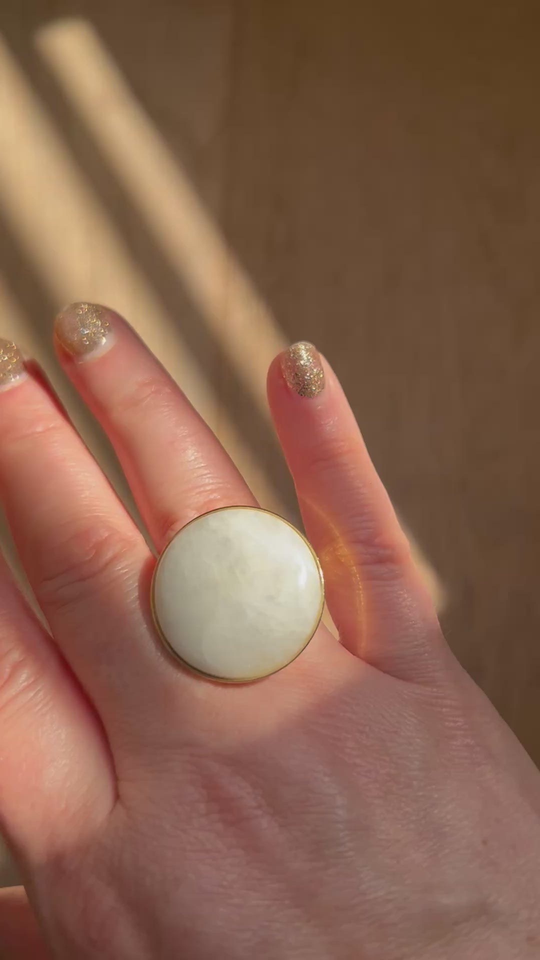 Moonstone on Gold Plate Ring