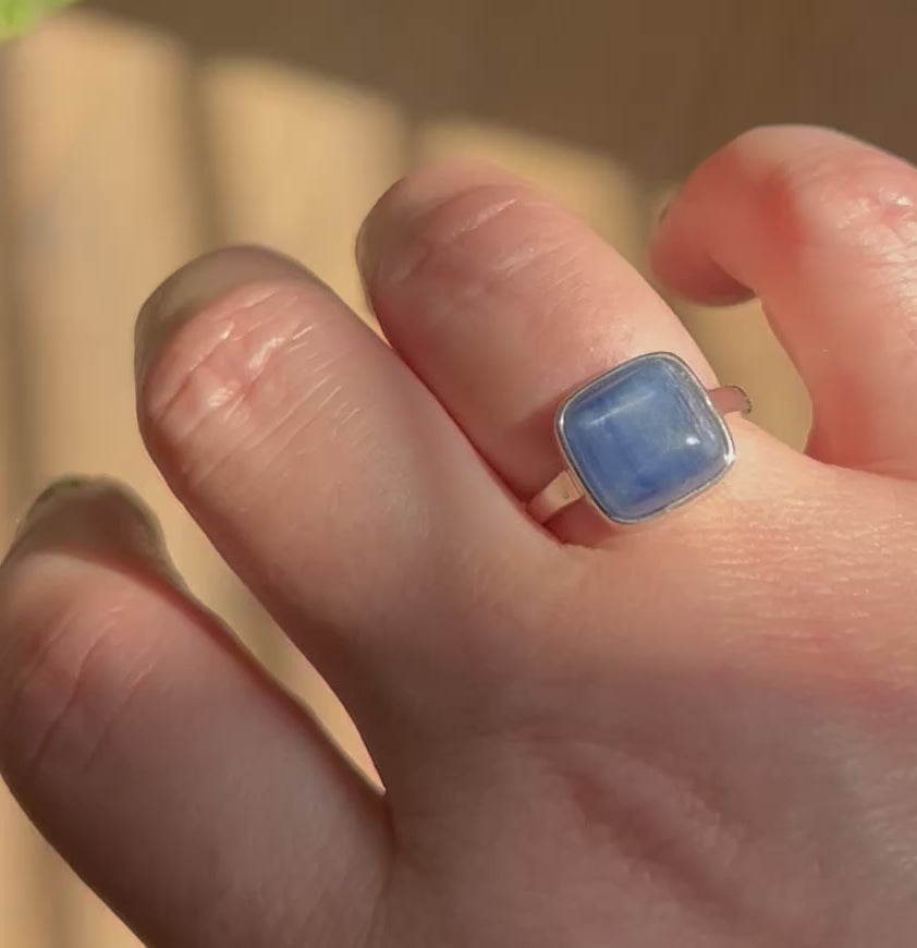 Kyanite Square Sterling Silver Ring
