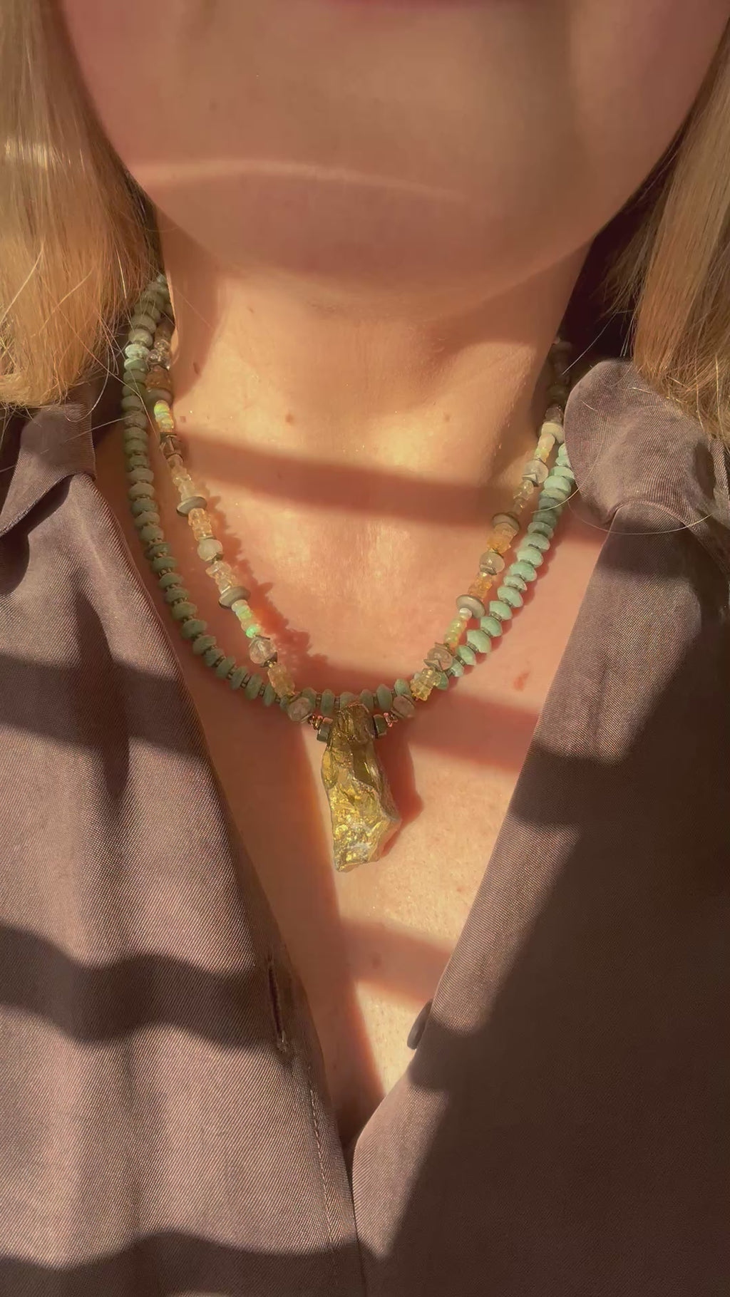 Beaded Single Rock Crystal Necklace